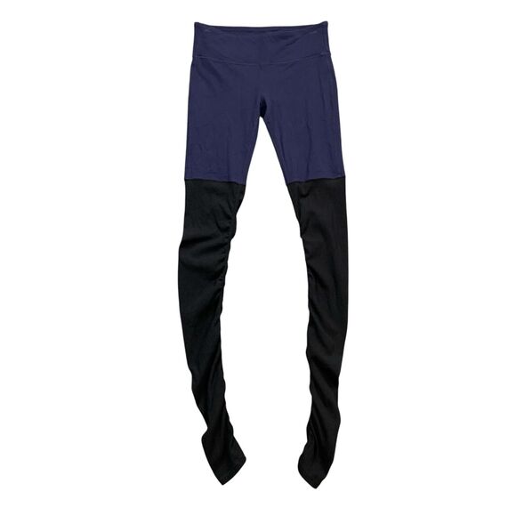 Alo Yoga Leggings Womens S Small Black Navy Goddess Ruched Legs High Waist - Picture 1 of 12